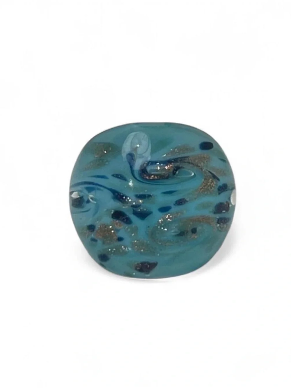 Vintage Murano Glass Blue Gold Swirl Statement Ring